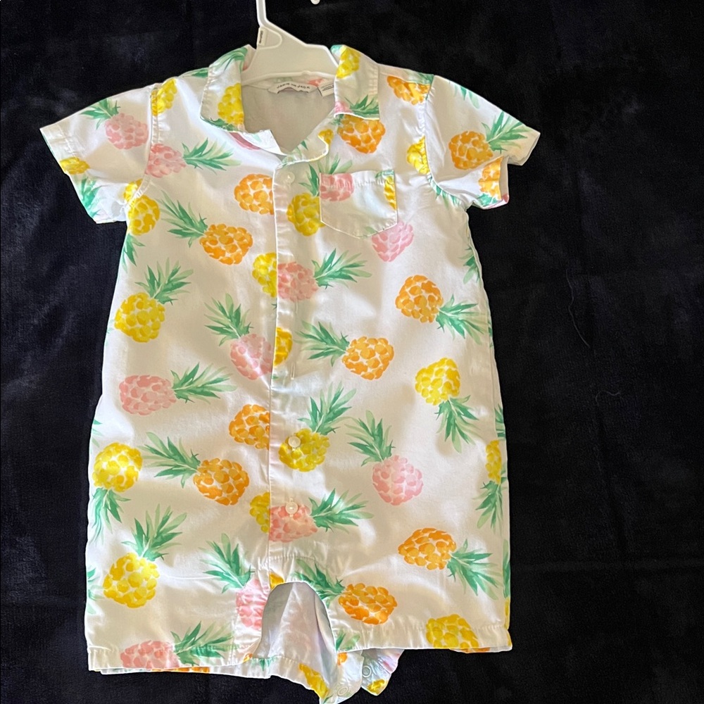 Janie and Jack Pineapple Print Bodysuit - White, Yellow, Pink, Green